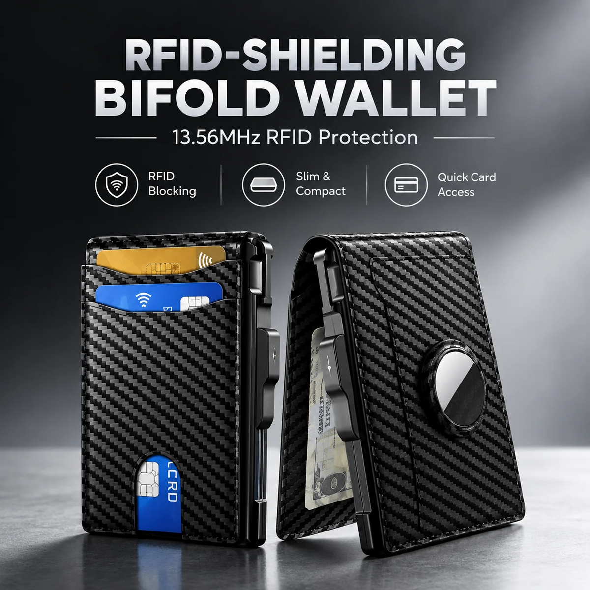 Professional RFID-Shielding 13.56MHz Bifold Wallet