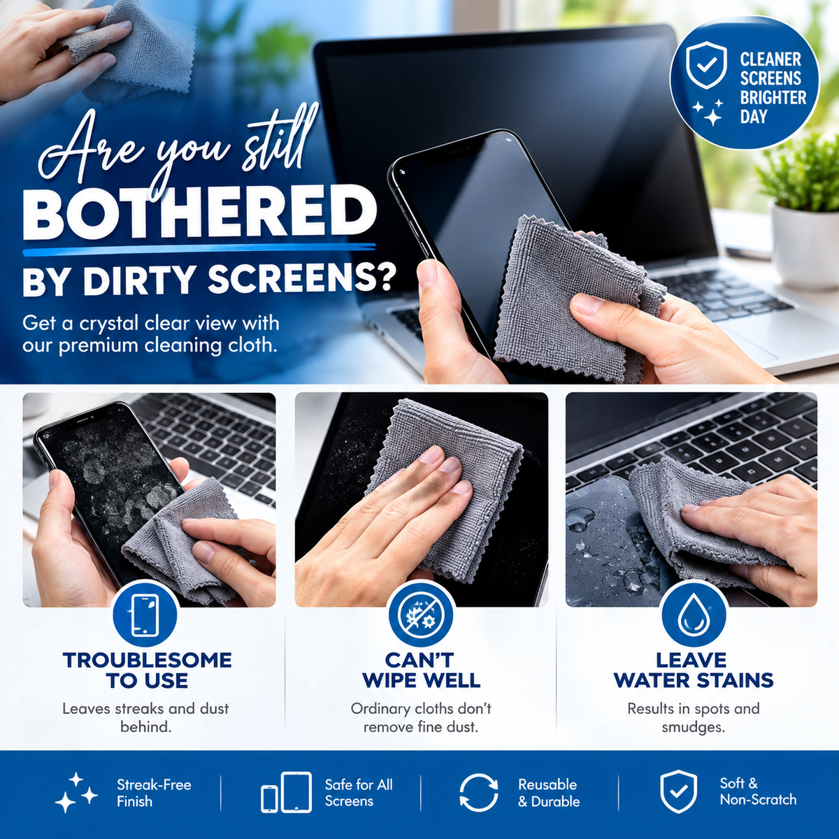 2-in-1 Screen Cleaner & Microfiber Cloth