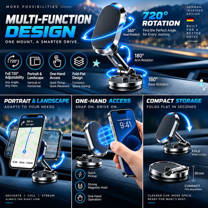 Rotatable Folding Magnetic Car Phone Mount
