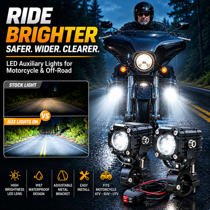 Universal Motorcycle LED Spotlights – Dual Beam