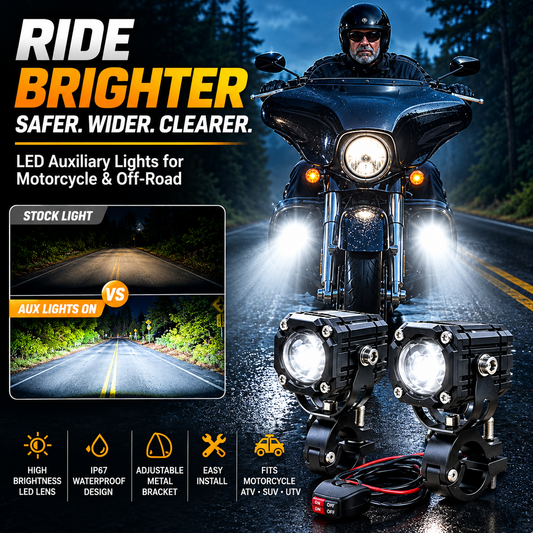 Universal Motorcycle LED Spotlights – Dual Beam