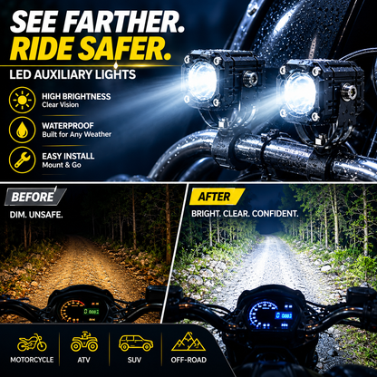 Universal Motorcycle LED Spotlights – Dual Beam